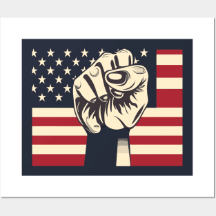 Black History US Flag Fist Posters and Art